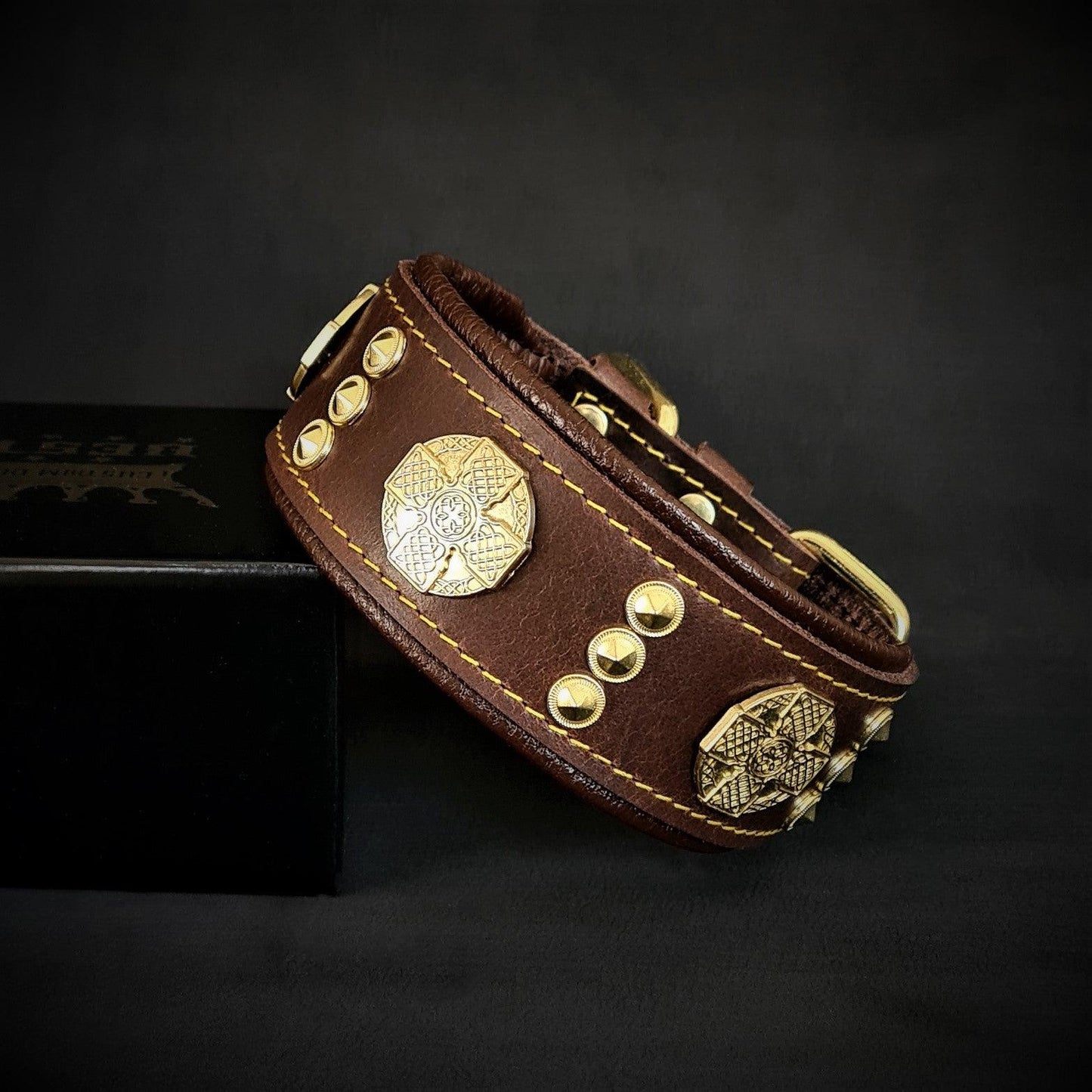 Maximus Leather Collar – Gold Edition