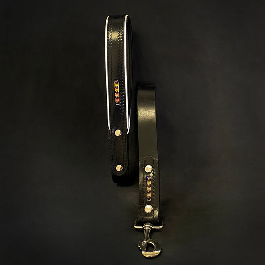 Atlantis Leather Leash – Black with Chameleon Finish