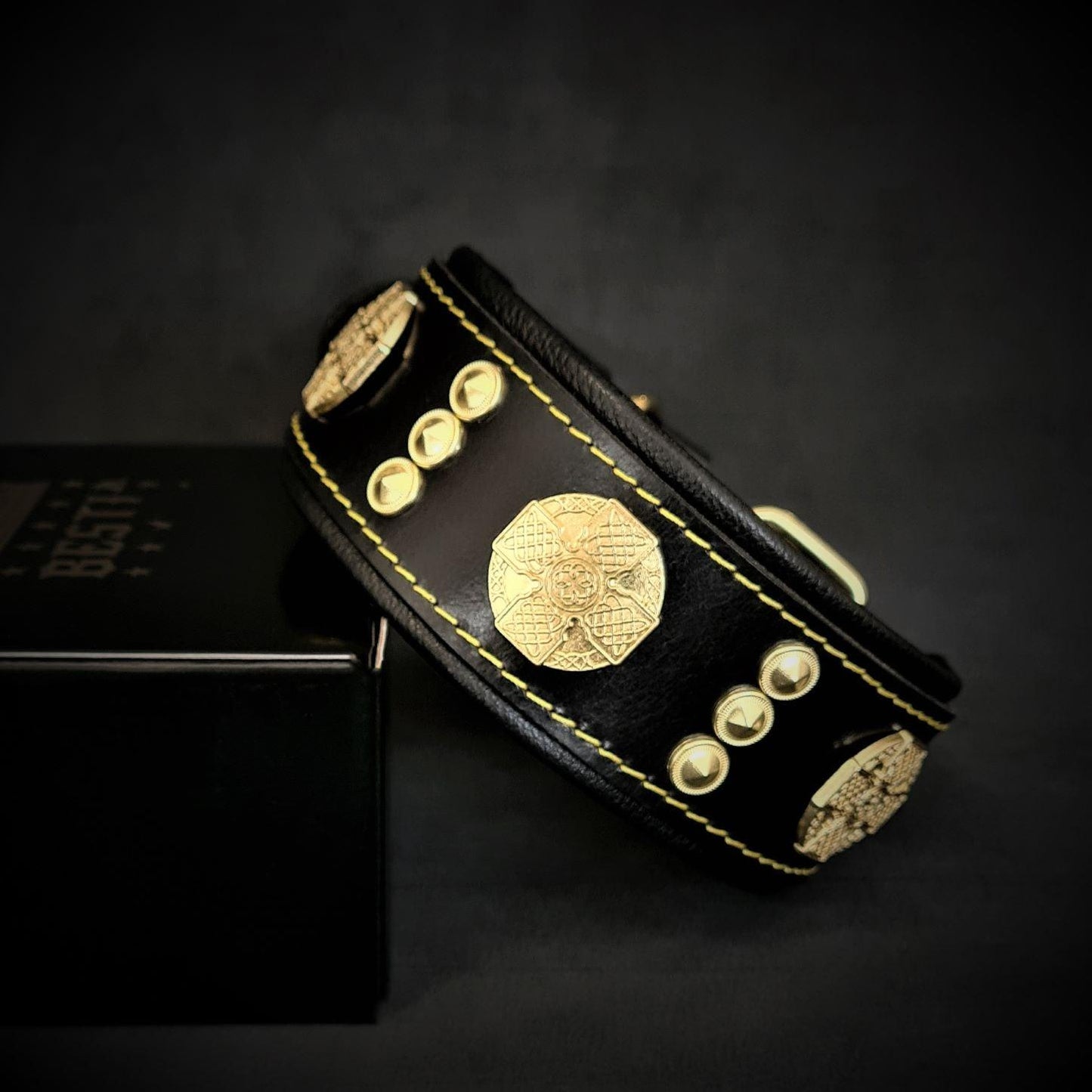 Maximus Leather Collar – Gold Edition