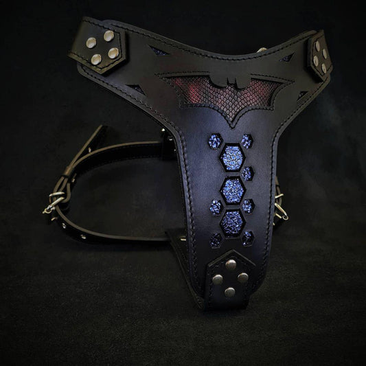 BATDOG Leather Harness – Black with Cobra Texture