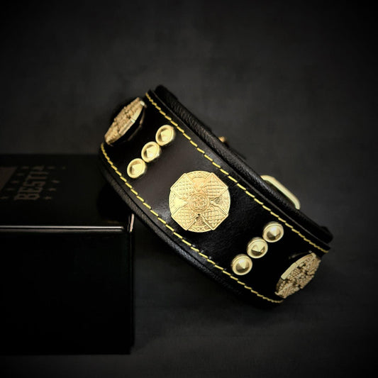 Maximus Leather Collar – Gold Edition